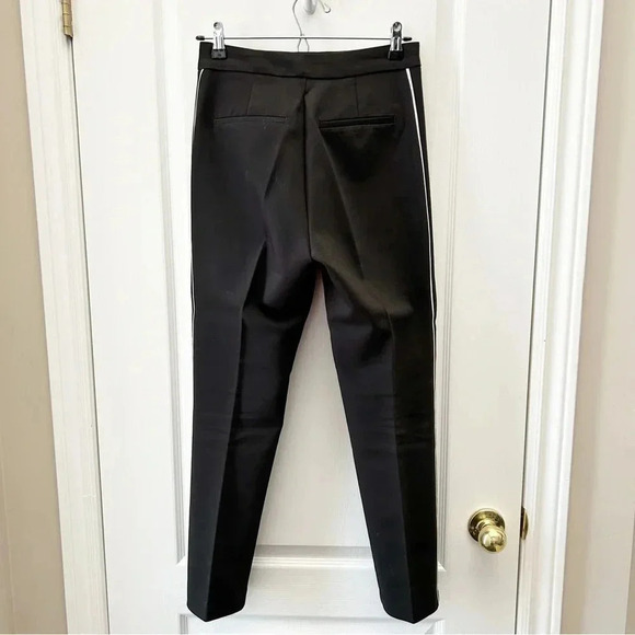 Zara Pants High Waisted Slim Side Stripe Ankle  Cropped Trousers Black Small - Picture 6 of 14